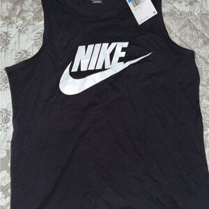 Nike Black Sleeveless Top with White Logo
